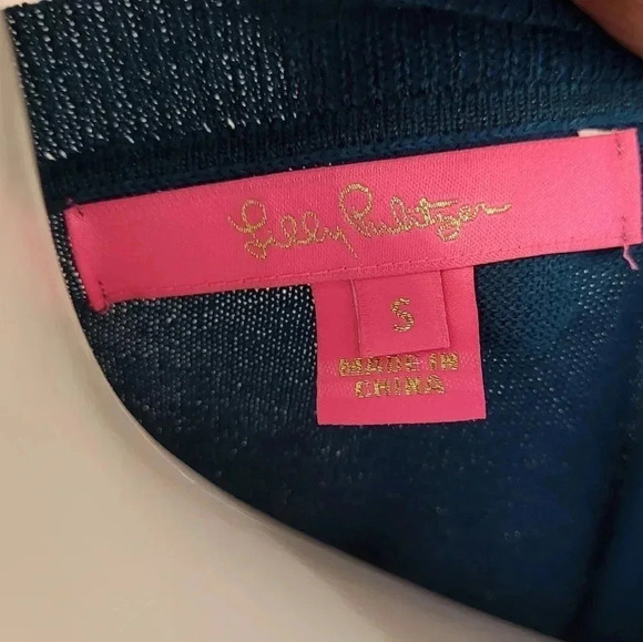 Lilly Pulitzer Cobo Front Pockets Teal Oversized Boatneck Sweater(S) - Picture 8 of 10